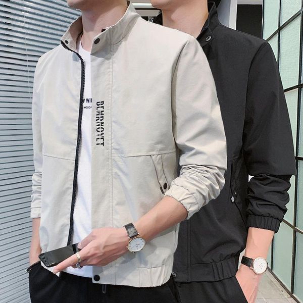 

men's jackets spring men jacket coats casual solid color stand collar business brand clothing male outwear 761, Black;brown