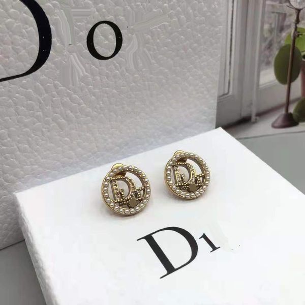 

fashion design luxury jewelry earrings charm d family's 20-year pearl female dijia net red high version classic letter, Golden