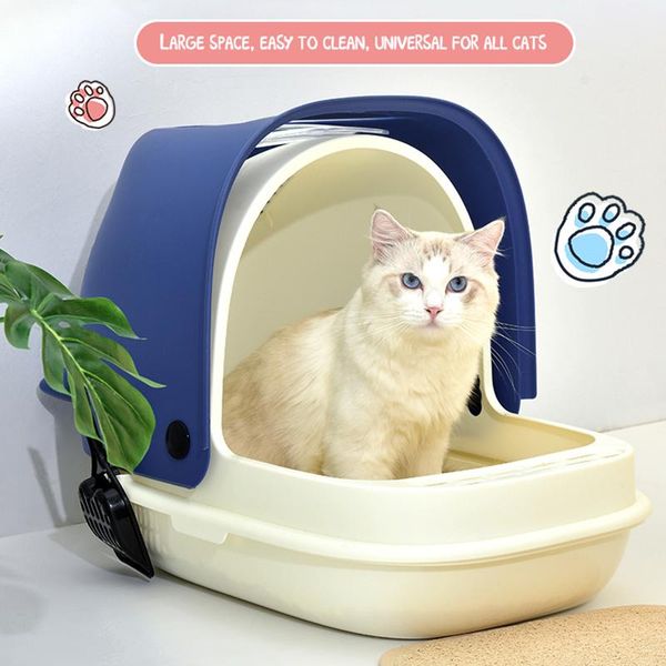 

other cat supplies semi-closed sifting litter box kitty sandbox tray pet potty training toilet