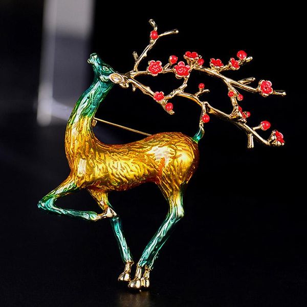 

pins, brooches zlxgirl enamel christmas deer animal brooch jewelry gifts nice year imitation pearl hijab accessories broches, Gray