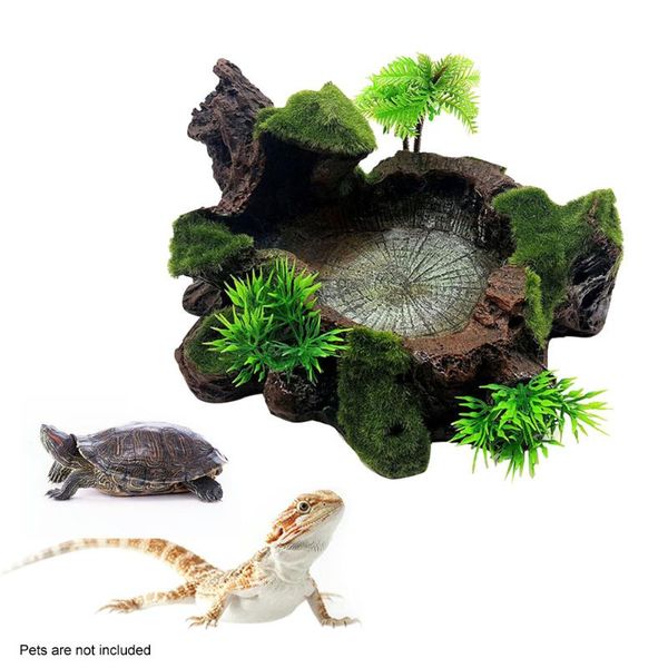 

simulation ornament artificial tree trunk resin reptile platform water tank decor lifelike for bearded dragon dish bowl decorations
