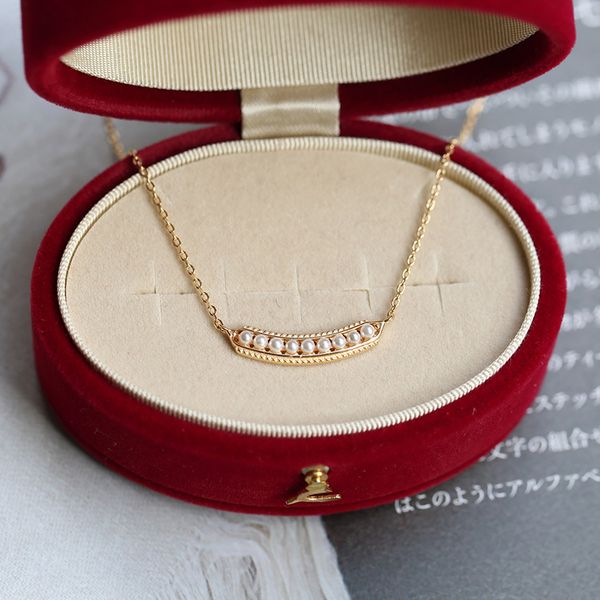 

s925 sterling pendant necklaces japan light luxury simple fashion pearl bubble smile pea clavicle chain temperament silver plated 14k gold n