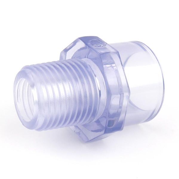 

watering equipments 10pcs/lot 25mm to 3/4" male thread transparent pvc connector aquarium fish tank diy garden water connectors upvc pi