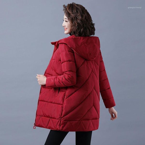 

[off season promotion] cotton padded clothes women's middle and long korean loose autumn winter large down & parkas, Black