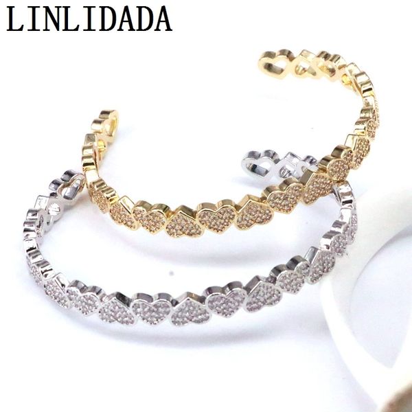

3pcs, new micro pave cubic zirconia cz heart bangle bracelet for women valentine's gift fashion jewelry f1211, Black