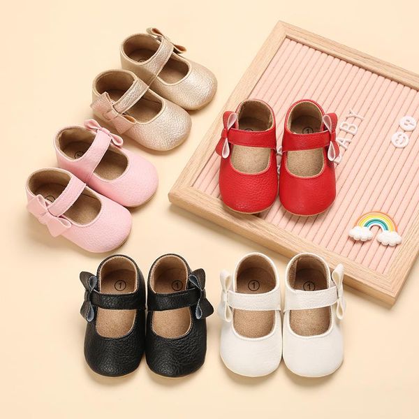 

first walkers born children's shoes pu leather big bow princess step soft sole non-slip wedding party