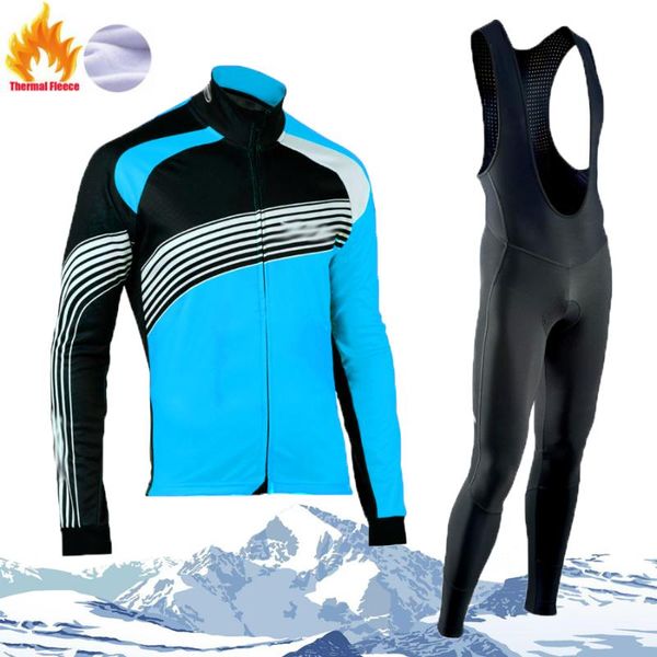 

racing sets cycling clothing bike jersey outfit mtb winter long sleeve thermal fleece man jacket uniform suit ropa ciclismo hombre 2022, Black;blue