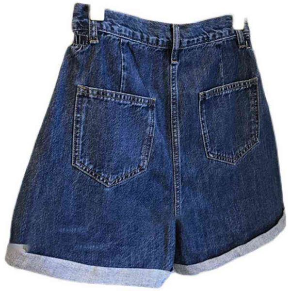 

leg a-line wide flanging casual denim shorts for women, Blue