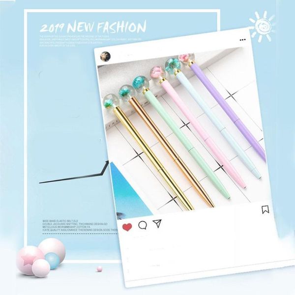

1pc metal ballpoint pen office birthday gifts gem kawaii school magical pens ballpen flower wedding fas n0s5, Blue;orange