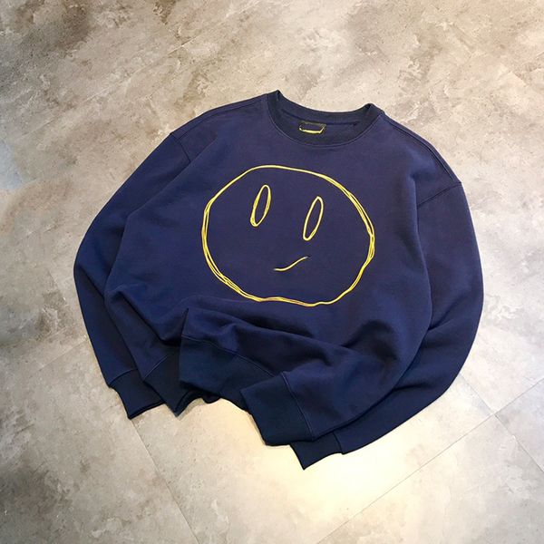 

drew 2021 winter new ouyang nana same embroidered smiling face loose plush sweater women's korean fashion coat, Black