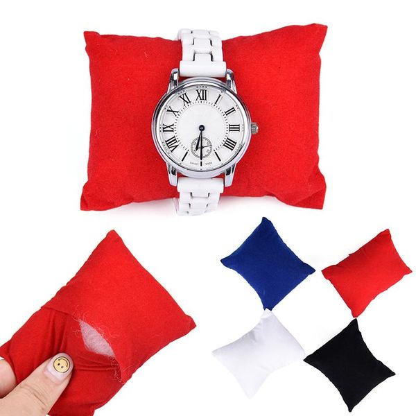

jewelry pouches, bags hwetr velvet leather bracelet watch pillow display boxes holder organizers 8*9*5 cm, Pink;blue