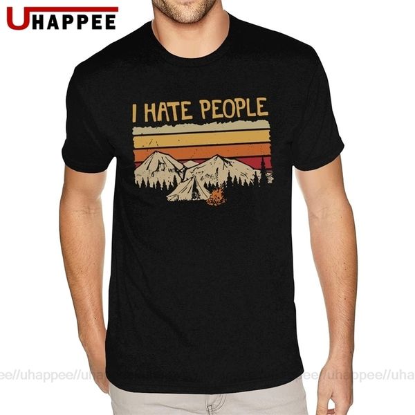 T-shirt da campeggio natalizia in montagna I Hate People per uomo T-shirt girocollo bianca personalizzata a maniche corte 210324