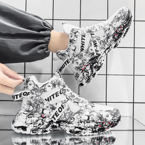 

mens womens running shoes black white blue green gray -53 graffiti comfortable breathable fashion trainers sports sneakers outdoor size 39-4