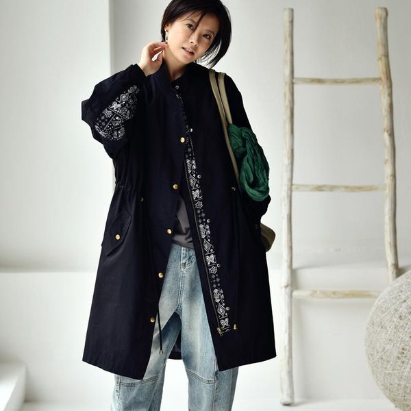 

women's trench coats micoco w8880c literary leisure fashion three-dimensional fold design loose hood zipper short coat, Tan;black