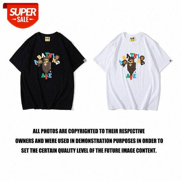 

japanese brand ape head milo colored alphabet little monkey t-shirt men's casual youth short-sleeved #mc6y, White;black