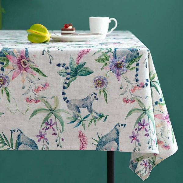 

table cloth european style plant printing tablecloth waterproof cotton linen cover for dining home decor mantel mesa nappe
