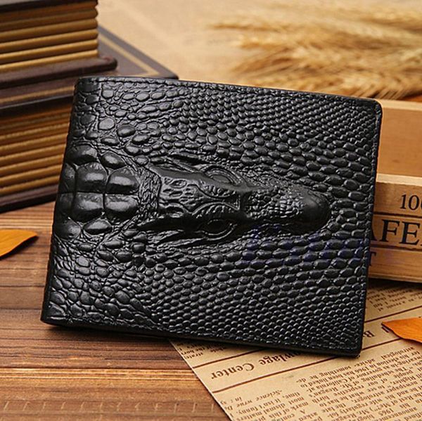 

thinkthendo fake crocodile gator mens leather wallet pockets id credit card clutch bifold, Red;black