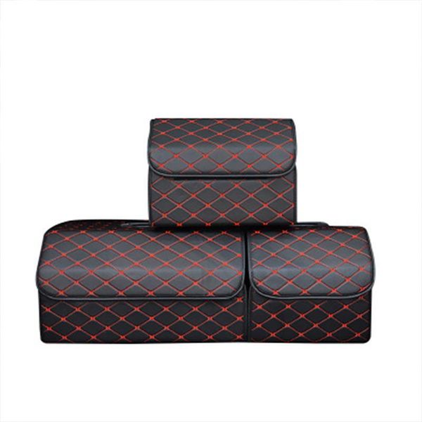

car organizer trunk box storage bag auto trash tool pu leather folding large cargo stowing tidying accessories