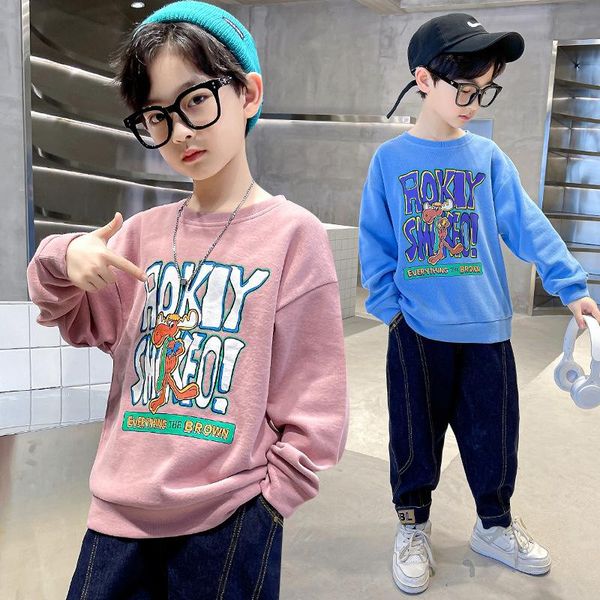 

hoodies & sweatshirts boys spring/autumn cotton sweatshirt fashion cartoon print long sleeve teen pullover children casual clothing 10 1, Black