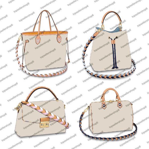 

n50047 n50042 designer women bandouliere shopping bag cowhide leather mm luxury white check handmade braided handbag croisette purse tote