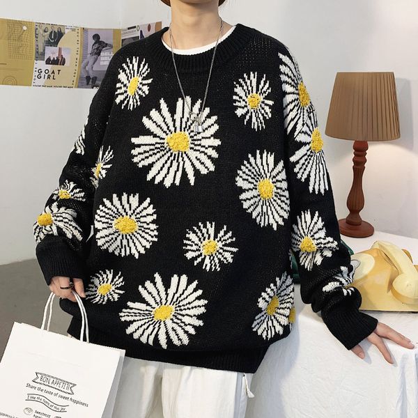 

men's sweaters male wool sweater with floral pattern, autumn casual jacket turtleneck txuk, White;black