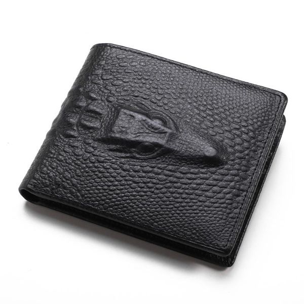 

wallets arrivals mens 100% cowhide europe america crocodile head men's wallet holder purse foreign trade, Red;black