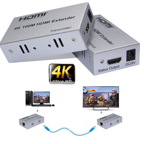 

audio cables & connectors 4k 30hz 100m extender via cat 5e 6 cat6 rj45 ethernet lan cable extension 1080p 4kx2k for ps4 dvd computer pc
