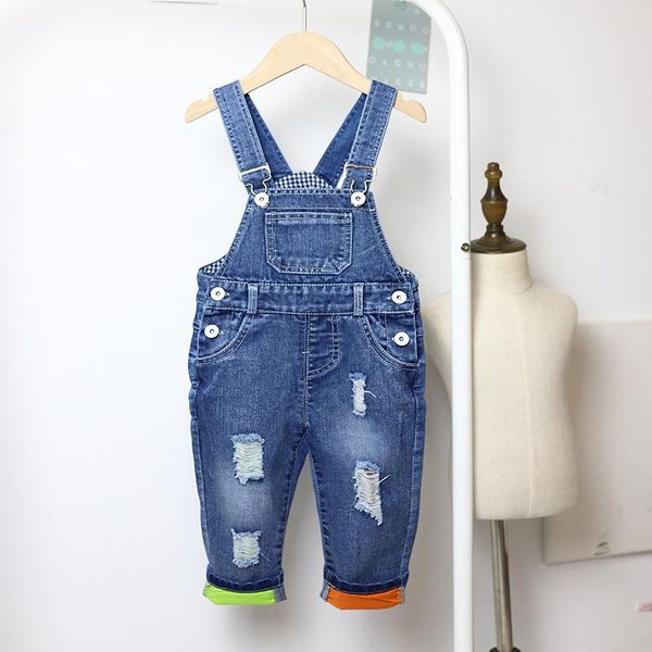 

jumpsuits 1-5t kids jeans baby rompers spring boys girls overalls jumpsuit pants toddler trousers clothes children clothing, Blue