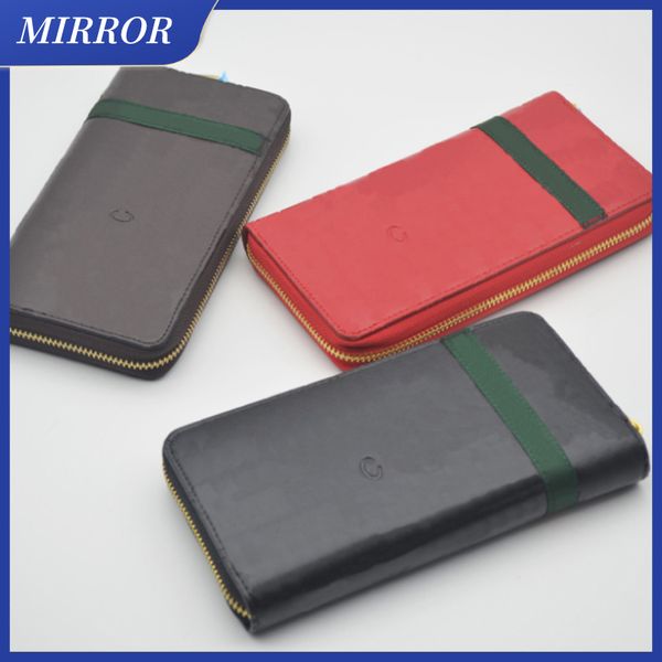 

-mirror bags genuine leather men's long business wallet fashion luxury card bag carry with you ladies coin purse in stock