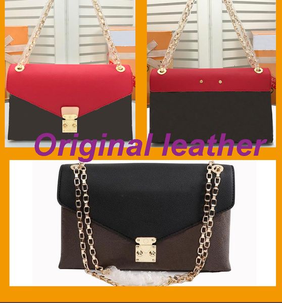 

soft calfskin mobile phone bag metal shoulder strap design handbags brown letter flower printing stamping chain clutch with inner patch pock