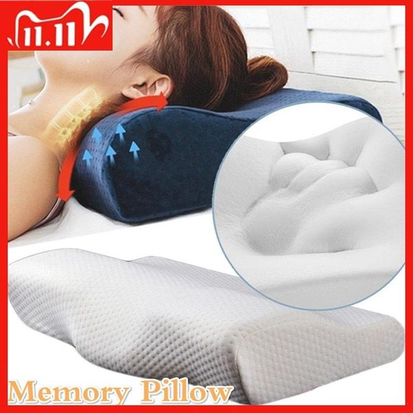 

soft memory foam pillow orthopedic slow rebound slepping pillows butterfly shaped neck protection health cervical