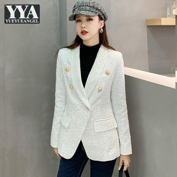 

retro women elegant tweed suit jacket fashion shiny sequins slim long sleeve autumn casual outerwear office ladies short jackets women', Black;brown