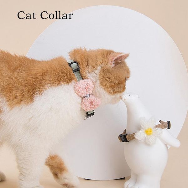 

cat collars & leads pure color wool small flower adjustable collar