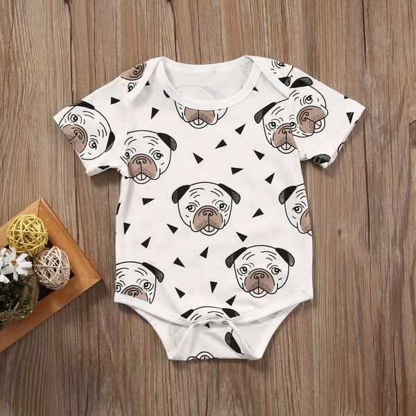 

newborn infant baby boy girl cartoon bodysuit jumpsuit clothes outfits, White