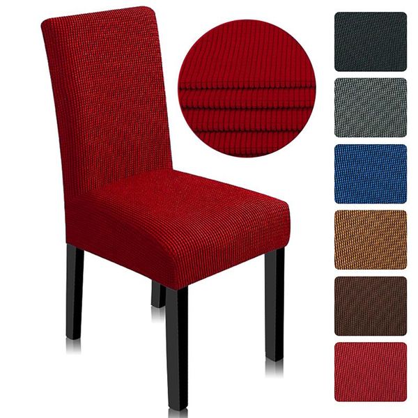 

chair covers polar fleece solid color dining anti-dirty stretch cover kitchen 1/2/4/6pcs