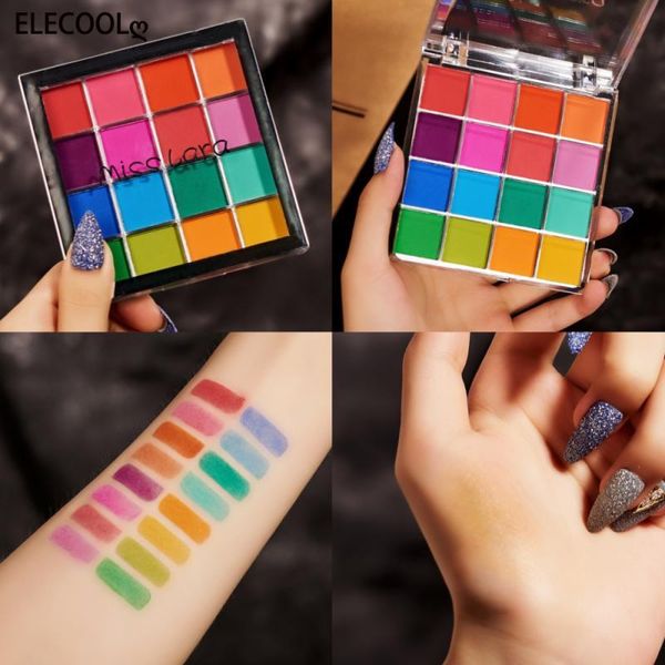 

eye shadow elecool 16 color eyeshadow palette colorful shadows pallet glitter highlighter shimmer make up pigment matte pallete