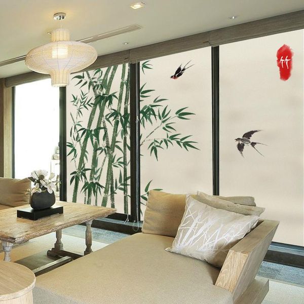 

window stickers chinese style electrostatic frosted glass film paper transparent opaque sliding door