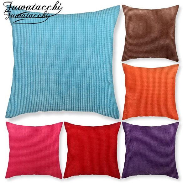 

cushion/decorative pillow fuwatacchi pure color cushion cover decorative corduroy for home sofa car couch decor throw case 45*45cm