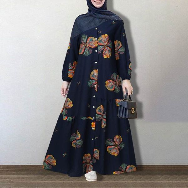 

casual dresses abaya morocco long maxi women spring muslim kaftan print sleeve sundress vestidos plus size ugxj, Black;gray