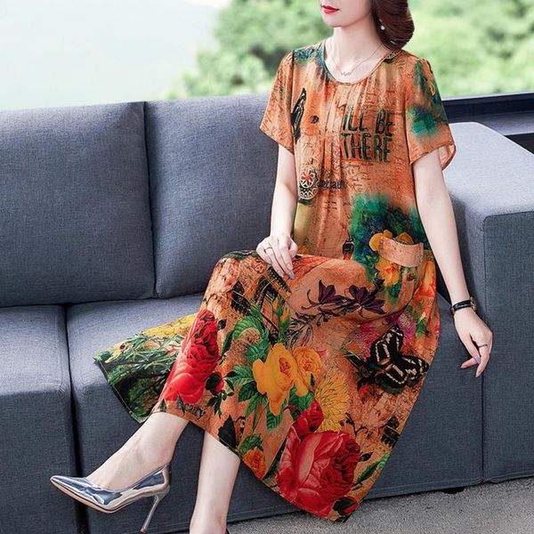 

summer vintage loose floral chiffon beach midi dress 2021 korea 4xl plus size boho women sundress elegant bodycon party vestidos casual dres, Black;gray