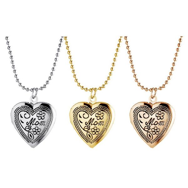

pendant necklaces magic ikery floating locket heart necklace beautiful flower letter po jewelry for women mother's day gift yt-a105, Silver