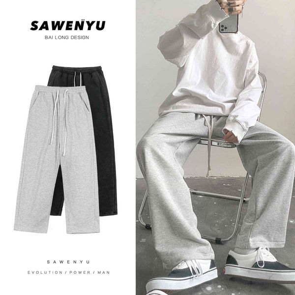

pants fashionable the four seasons loose elastic men's and women's simple casual trend versatile, Black