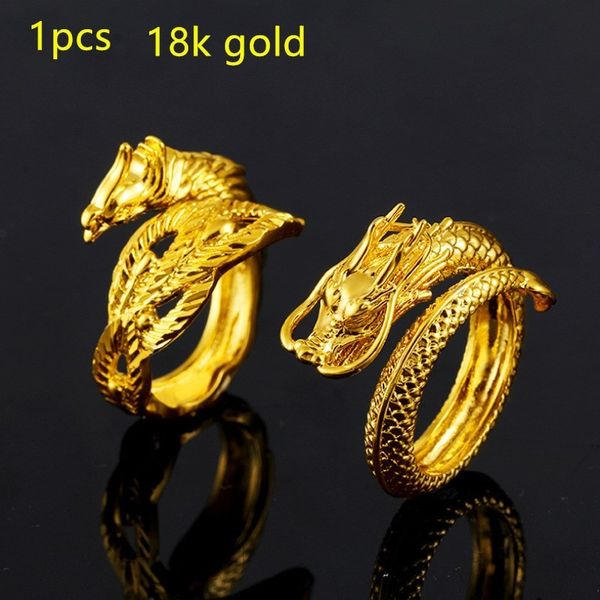 18k dourado clã vento dragão e phoenix anel casal aberto masculino e feminino jóias