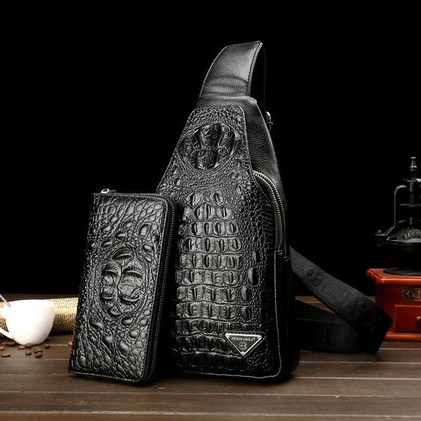 

waist bags 2021 crocodile pattern men's chest bag single shoulder messenger sports leisure backpack korean trend