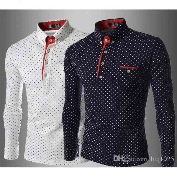 

men's t-shirts mens casual wave point slim fit polka dot long sleeve t-shirt shirt tee gd7f, White;black