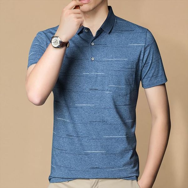 

shirt summer stripe business mens polo casual male shirts short 603, White;black