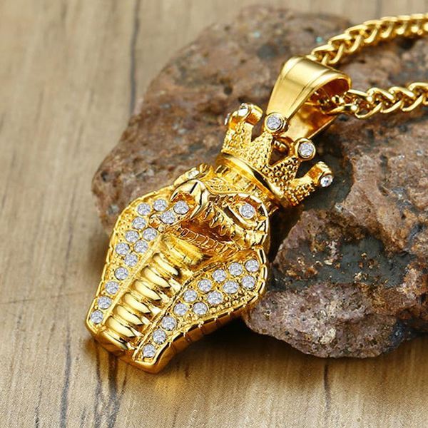 

necklaces mens snake pendants zircon jewelry on the neck stainless steel chains gold necklace fashion gifts for male accessories pendant, Silver