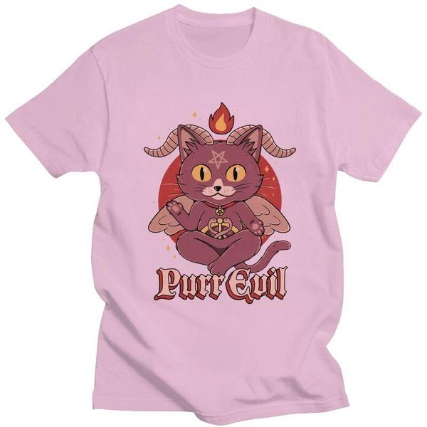 

men's t-shirts funny baphomet purr evil men t shirt cotton tees kawaii lucifer occult goat tshirt short-sleeve novelty graphic t-shirt, White;black