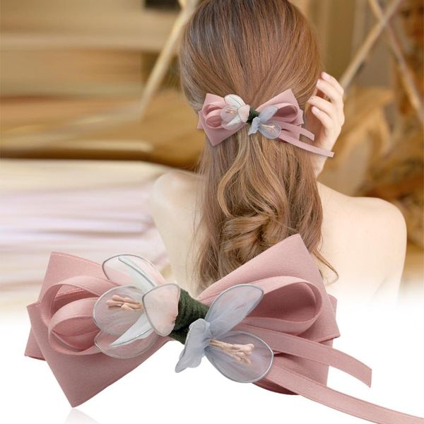 

hair accessories fashin ins 3d handmade lovely bee pink bow flower hairpin