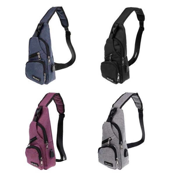 

outdoor bags sport sling shoulder cross body chest pack bag with usb charging port